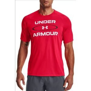 NWT Under Armour Men's Tech 2.0 Wordmark Graphic Red Size S